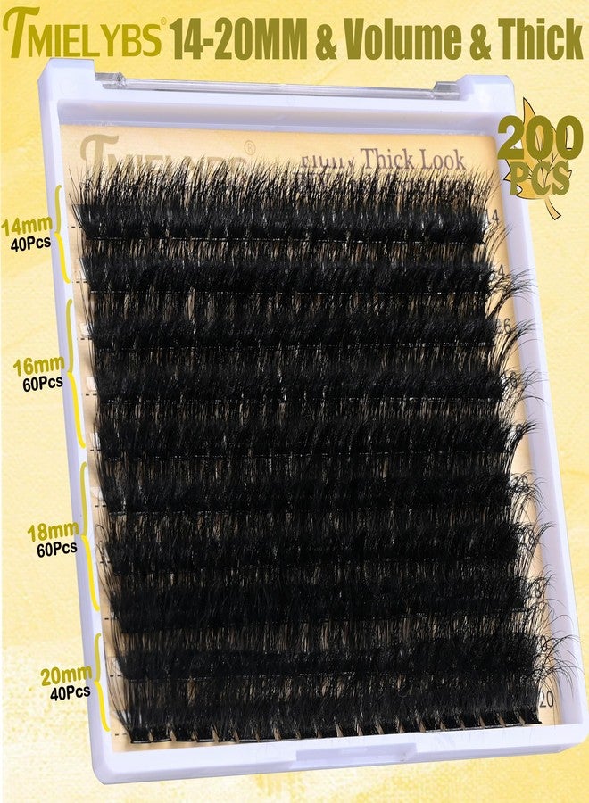 TMIELYBS Thick Lash Clusters Kit 14-20mm Volume Cluster Eyelash Extensions D Curly 200D Individual Lashes 200Pcs Wispy Eyelashes Clusters Kit with Bond&Seal, Tweezers, Waterproof Soft DIY at Home, by TMIELYBS - Image 5